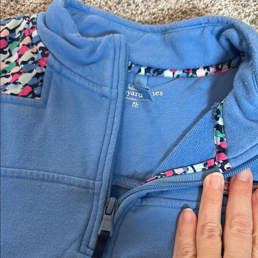 Vineyard Vines Blue Zip Up Sweater with Standing Collar - Picture 3 of 4